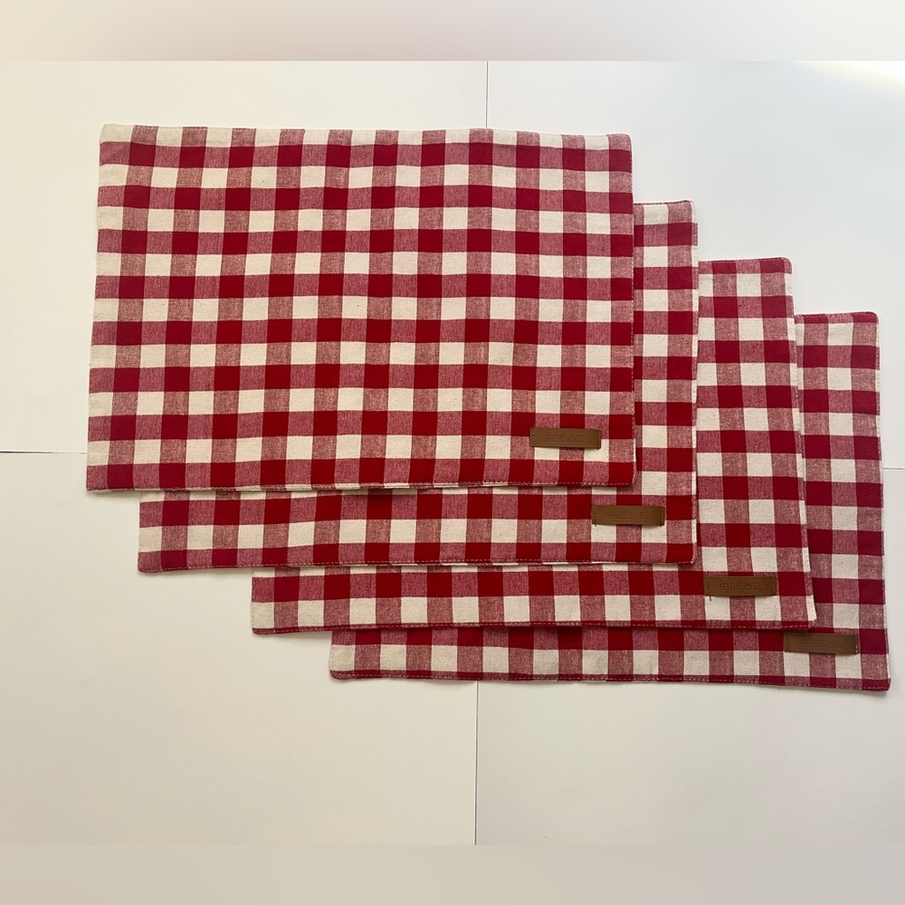 Cuisinart Red & White Gingham Placemats Set of 4 18.5”×12” Like New Farmhouse